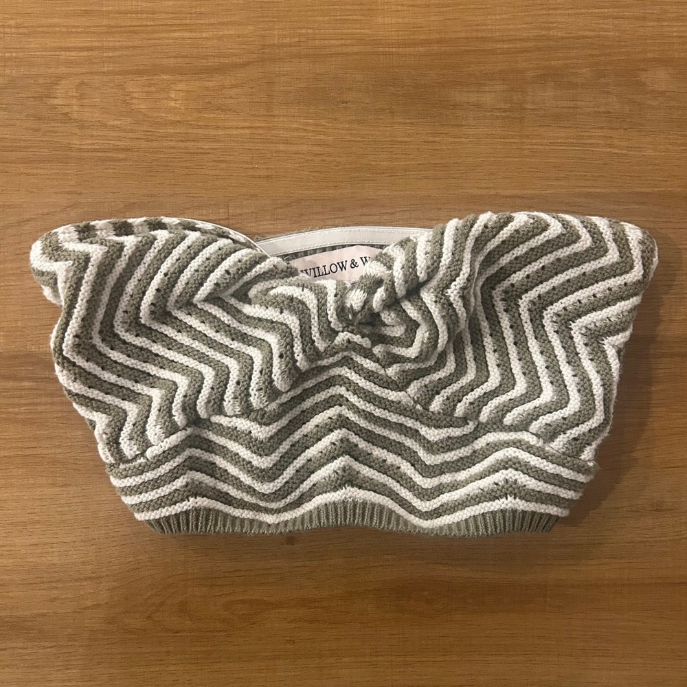 Willow &‎ Wind Chevron Knit Strapless Tube Top Cropped Green White XS